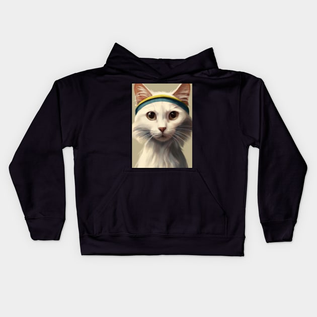 Tennis Cat Kids Hoodie by maxcode